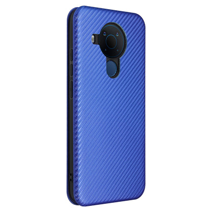 Carbon Fiber Texture Stand Cover for Nokia 5.4 Auto-absorbed Leather Case