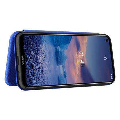 Carbon Fiber Texture Stand Cover for Nokia 5.4 Auto-absorbed Leather Case