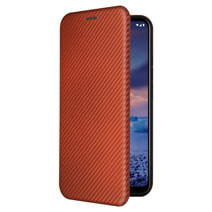 Carbon Fiber Texture Stand Cover for Nokia 5.4 Auto-absorbed Leather Case