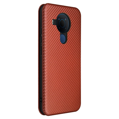 Carbon Fiber Texture Stand Cover for Nokia 5.4 Auto-absorbed Leather Case