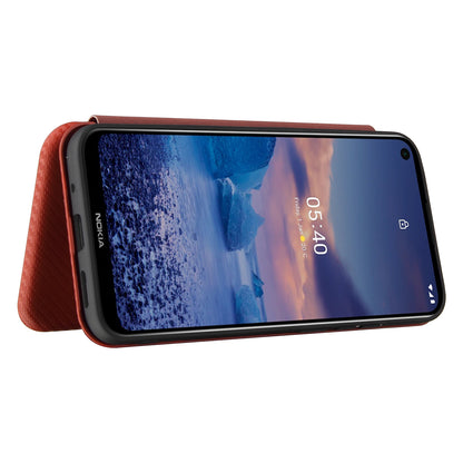 Carbon Fiber Texture Stand Cover for Nokia 5.4 Auto-absorbed Leather Case