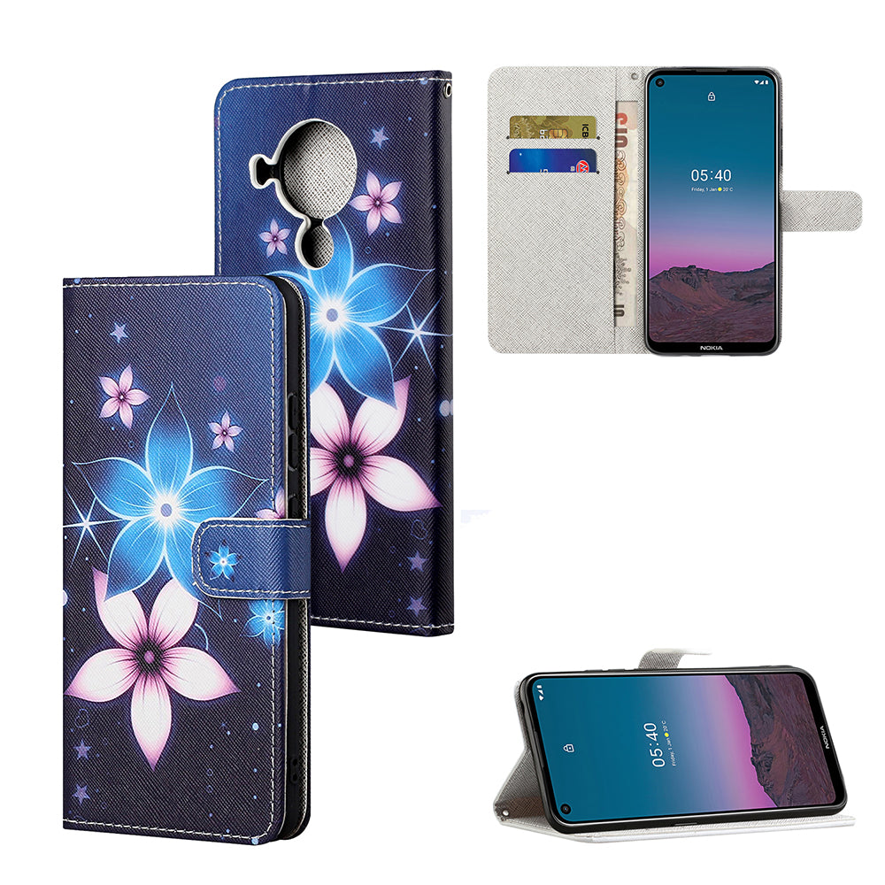 Pattern Printing for Nokia 5.4 Cross Texture Leather Wallet Case with Lanyard