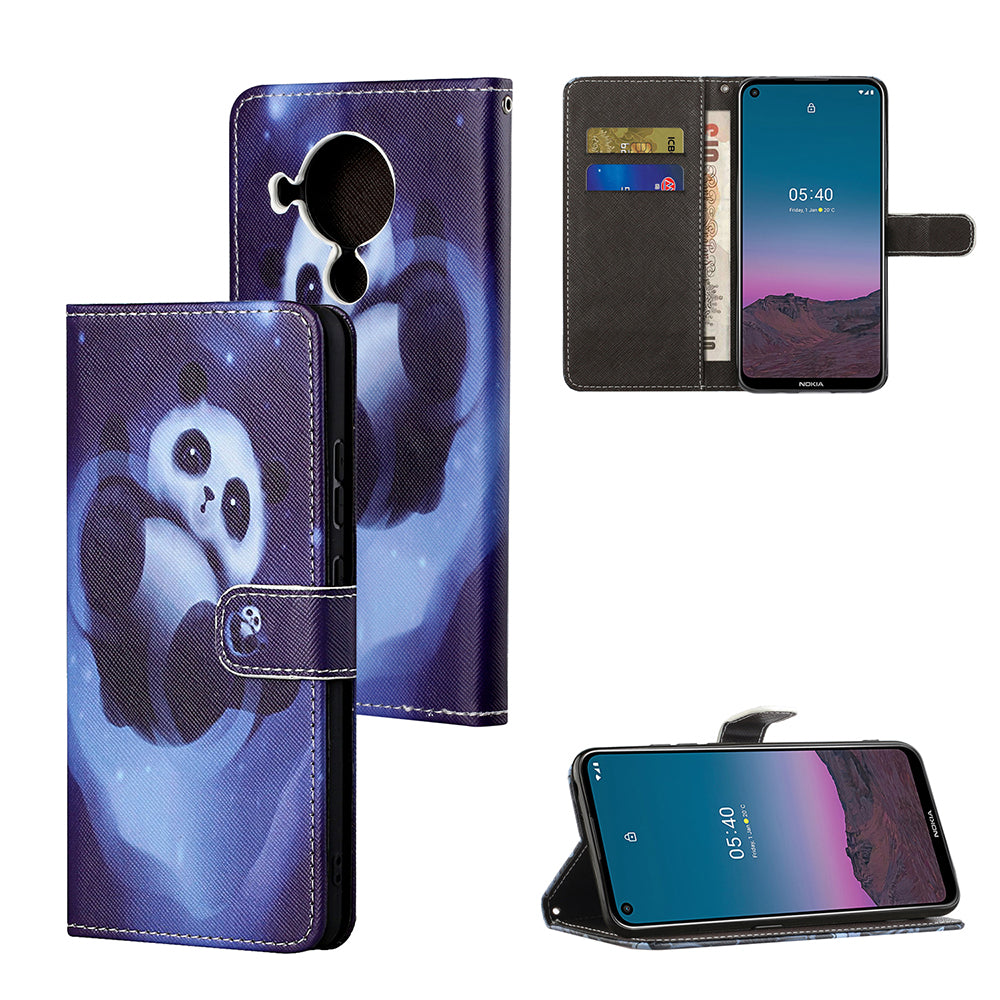 Pattern Printing for Nokia 5.4 Cross Texture Leather Wallet Case with Lanyard