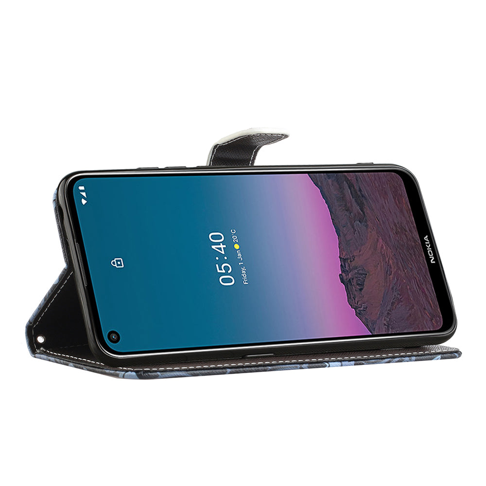 Pattern Printing for Nokia 5.4 Cross Texture Leather Wallet Case with Lanyard