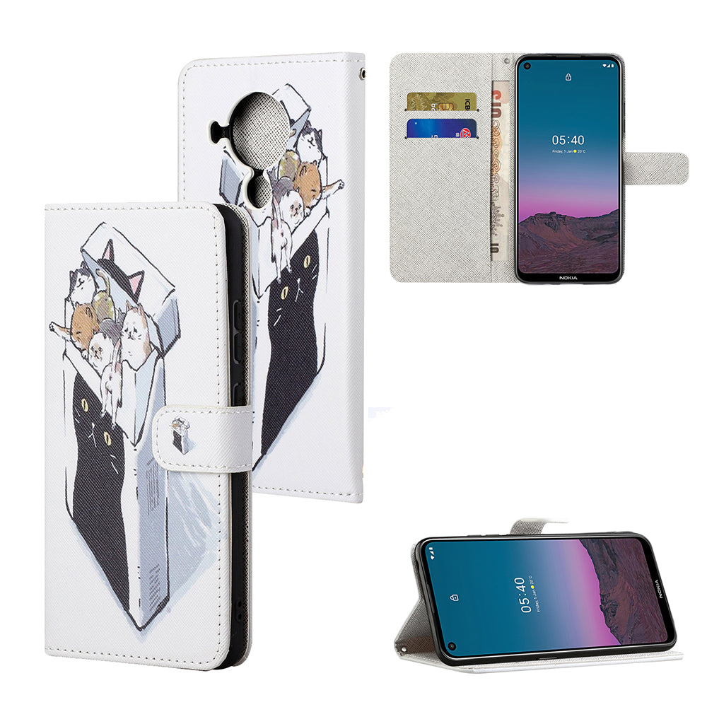 Pattern Printing for Nokia 5.4 Cross Texture Leather Wallet Case with Lanyard