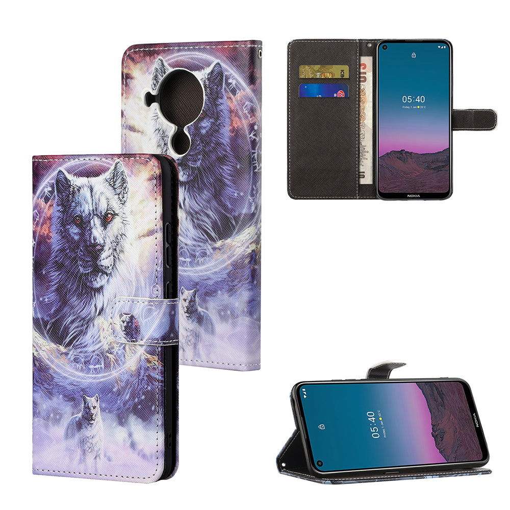 Pattern Printing for Nokia 5.4 Cross Texture Leather Wallet Case with Lanyard