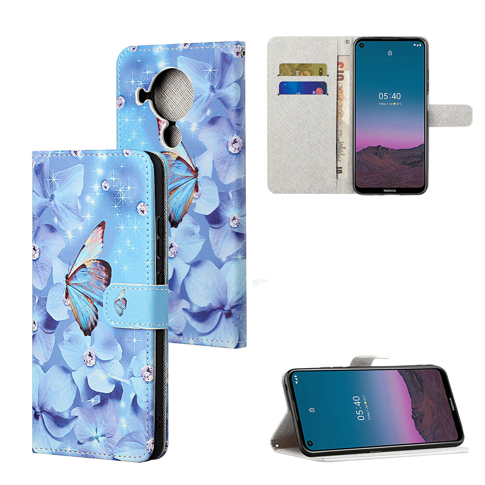 Pattern Printing for Nokia 5.4 Cross Texture Leather Wallet Case with Lanyard