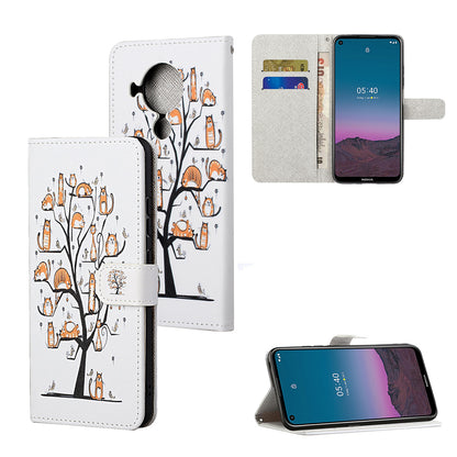 Pattern Printing for Nokia 5.4 Cross Texture Leather Wallet Case with Lanyard