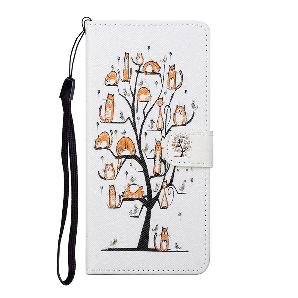 Pattern Printing for Nokia 5.4 Cross Texture Leather Wallet Case with Lanyard