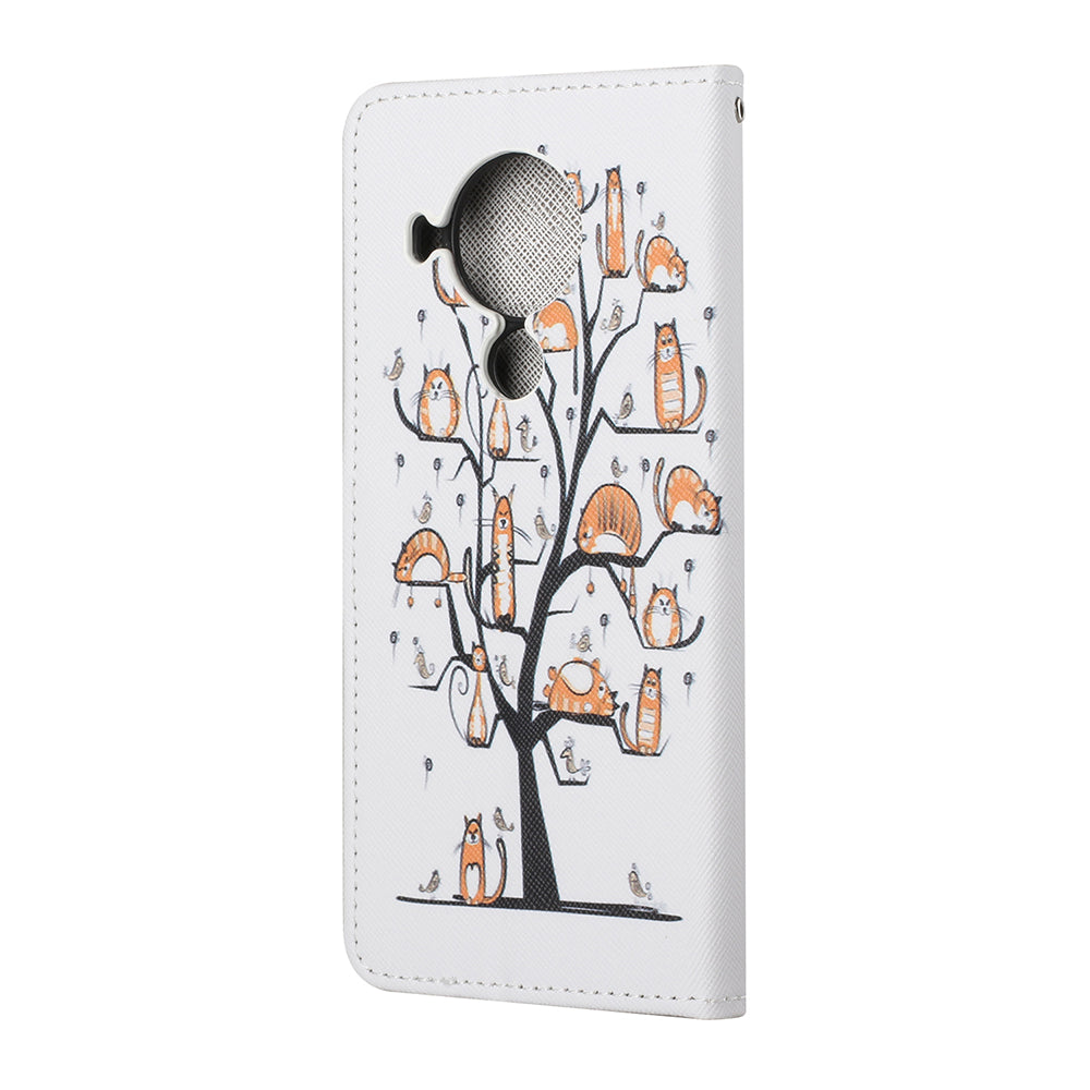 Pattern Printing for Nokia 5.4 Cross Texture Leather Wallet Case with Lanyard
