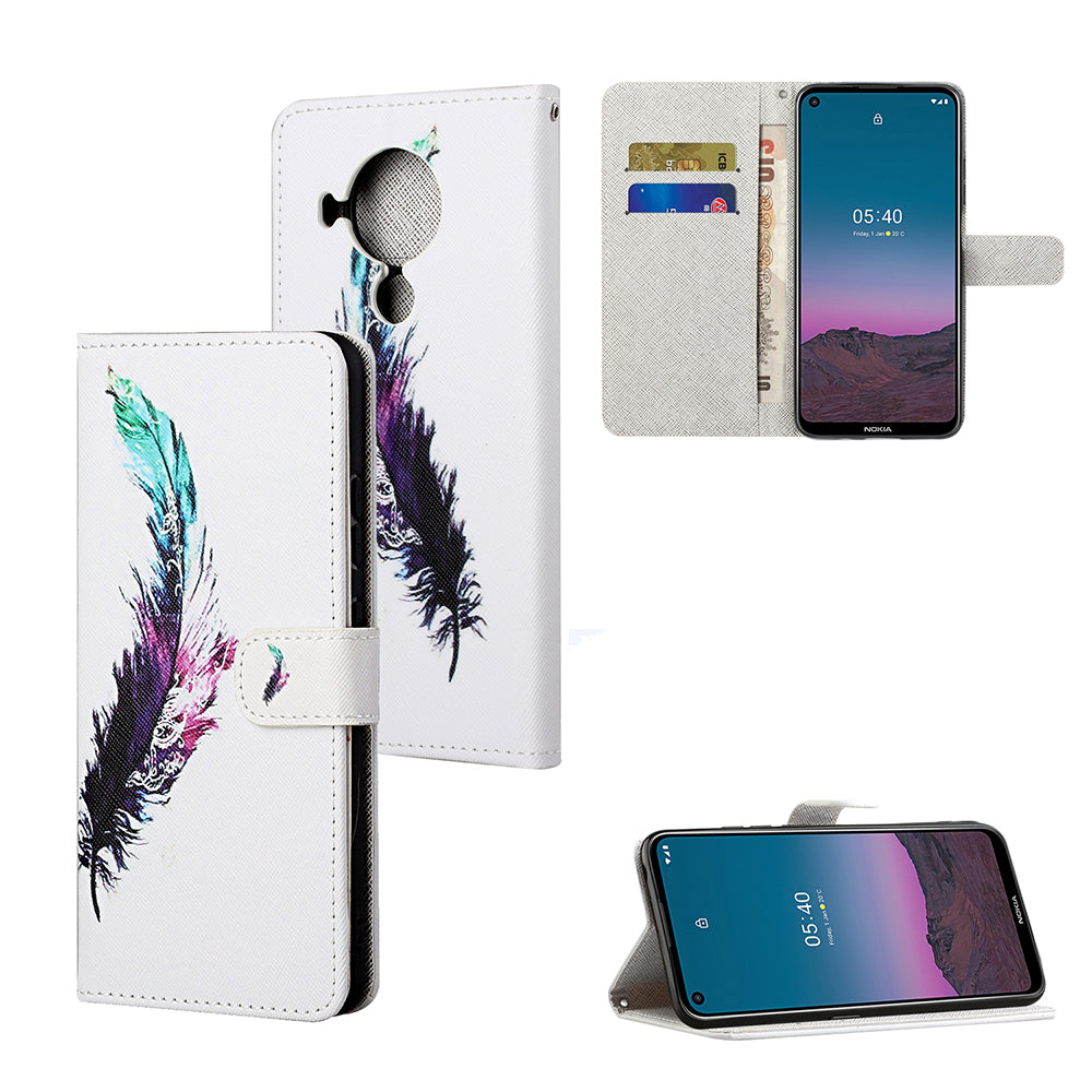 Pattern Printing for Nokia 5.4 Cross Texture Leather Wallet Case with Lanyard