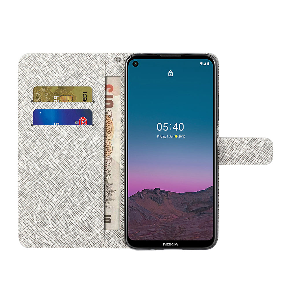 Pattern Printing for Nokia 5.4 Cross Texture Leather Wallet Case with Lanyard