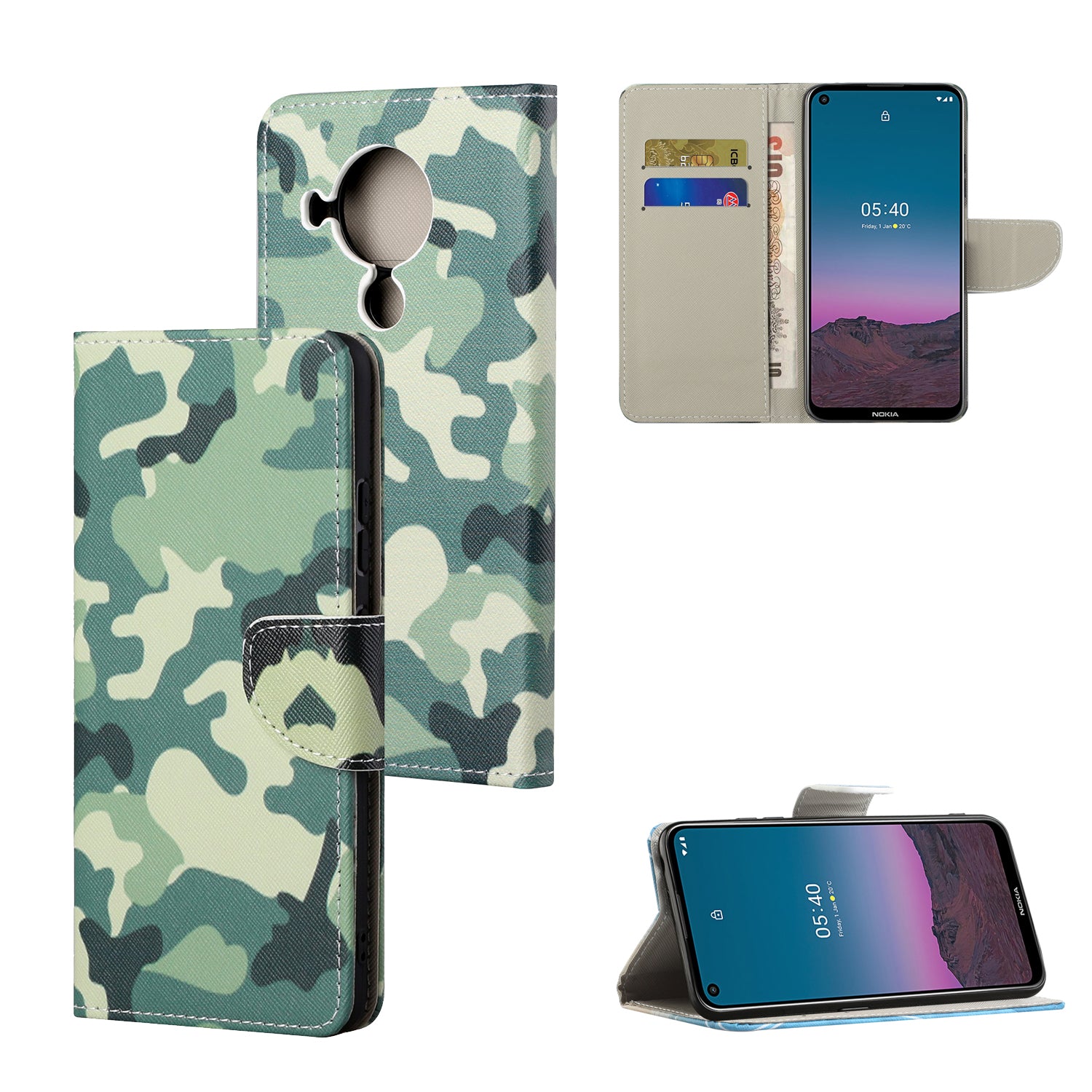 Pattern Printing Cross Texture Leather Shell for Nokia 5.4 Wallet Stand Case