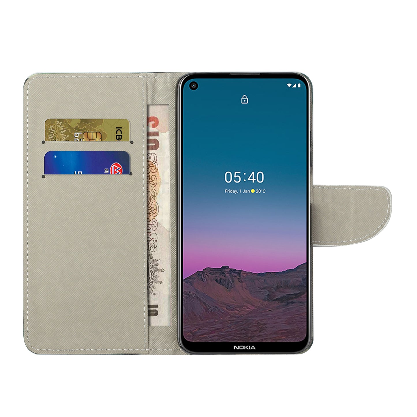 Pattern Printing Cross Texture Leather Shell for Nokia 5.4 Wallet Stand Case