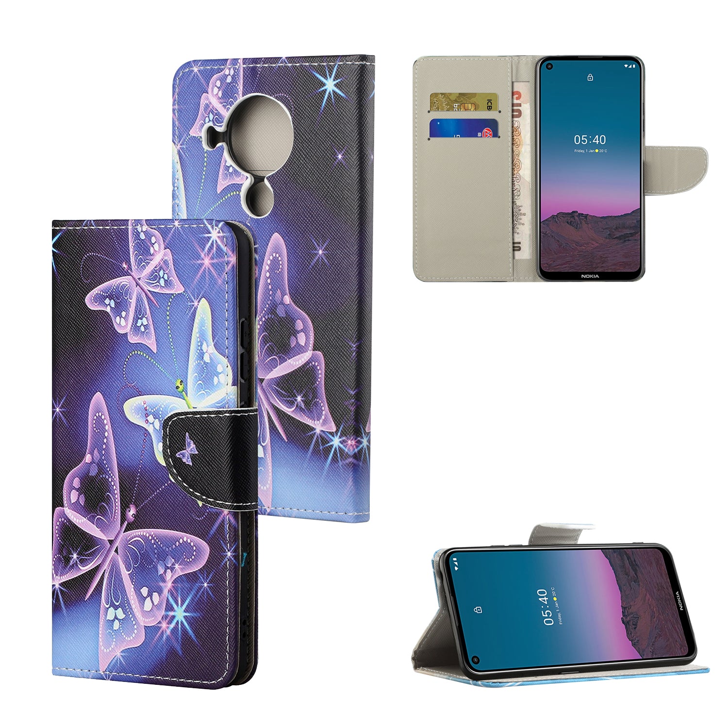 Pattern Printing Cross Texture Leather Shell for Nokia 5.4 Wallet Stand Case