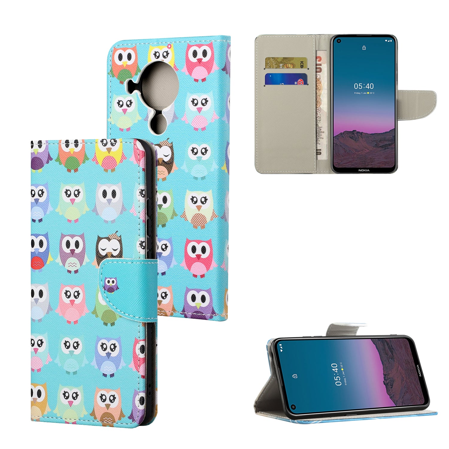 Pattern Printing Cross Texture Leather Shell for Nokia 5.4 Wallet Stand Case