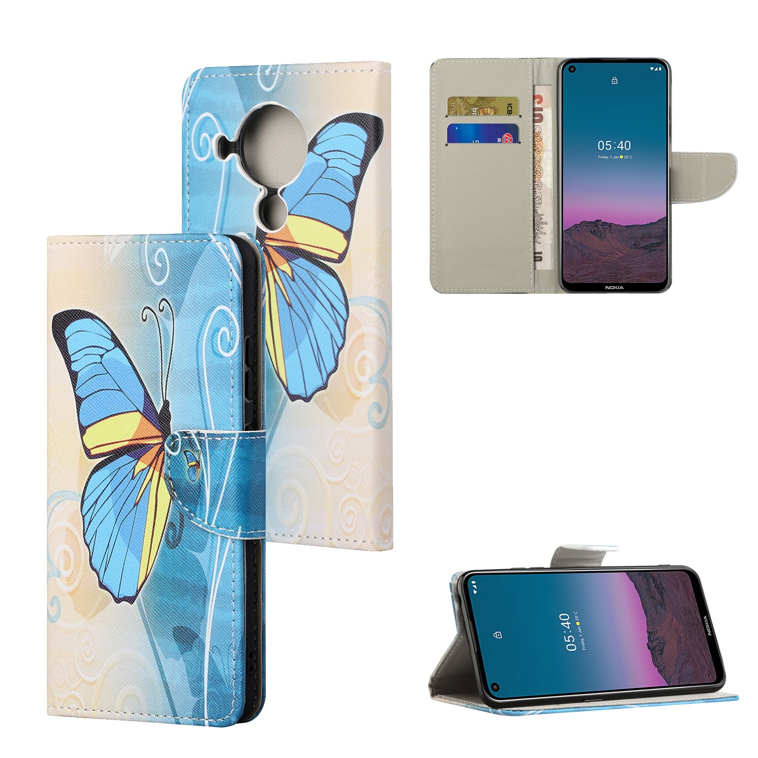 Pattern Printing Cross Texture Leather Shell for Nokia 5.4 Wallet Stand Case