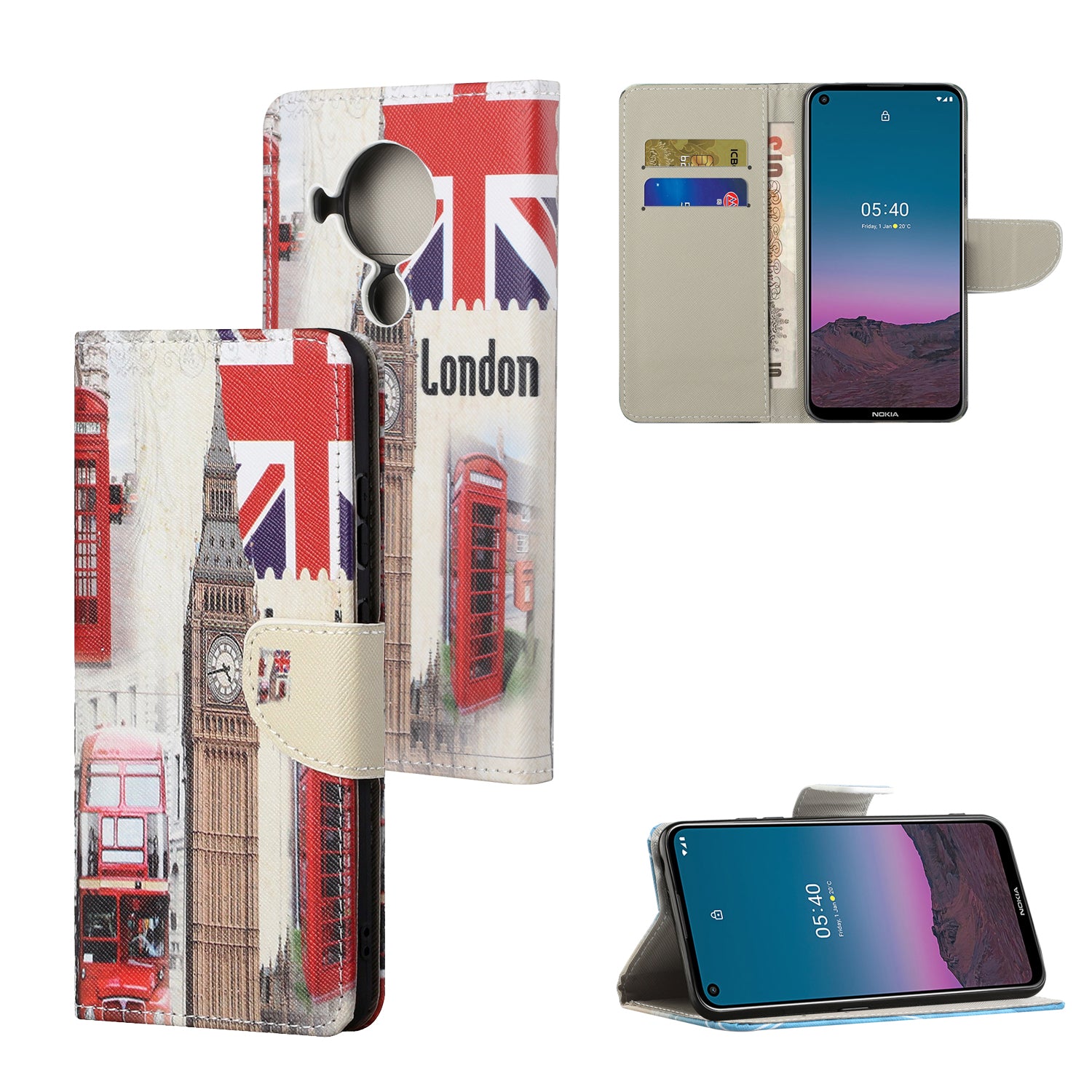 Pattern Printing Cross Texture Leather Shell for Nokia 5.4 Wallet Stand Case