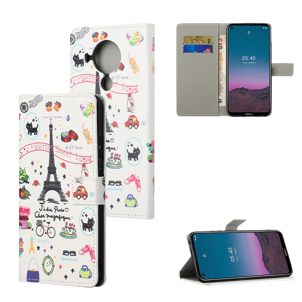 Protective Cover for Nokia 5.4 Wallet Pattern Printing Leather Phone Shell