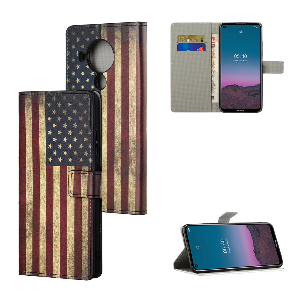 Protective Cover for Nokia 5.4 Wallet Pattern Printing Leather Phone Shell