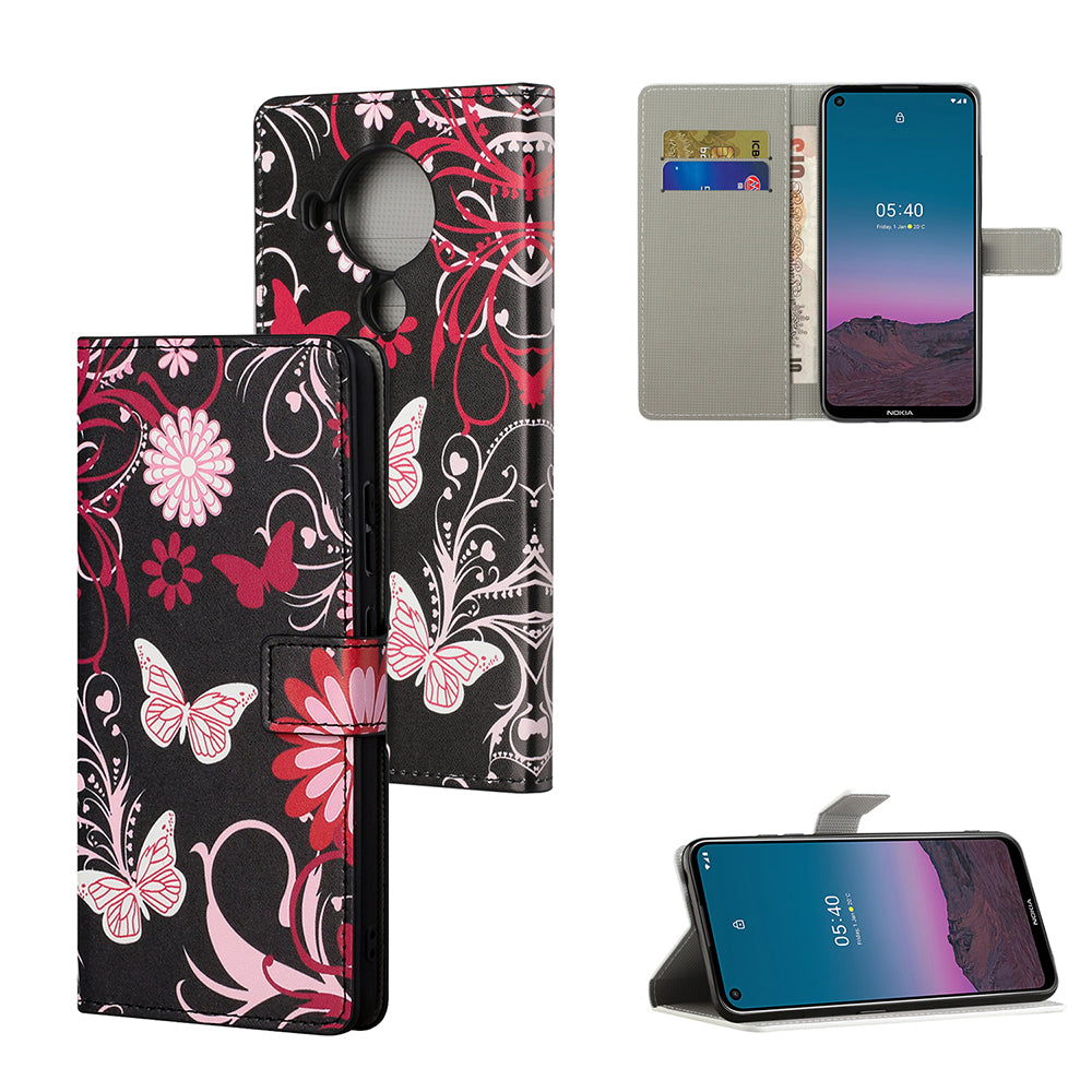 Protective Cover for Nokia 5.4 Wallet Pattern Printing Leather Phone Shell