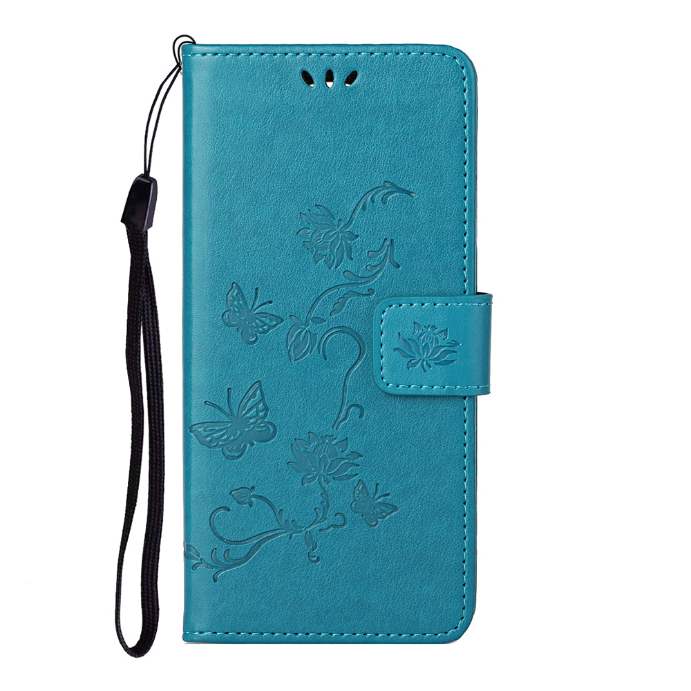 Imprint Butterfly Flower Leather Wallet Stand Phone Cover for Nokia 5.4