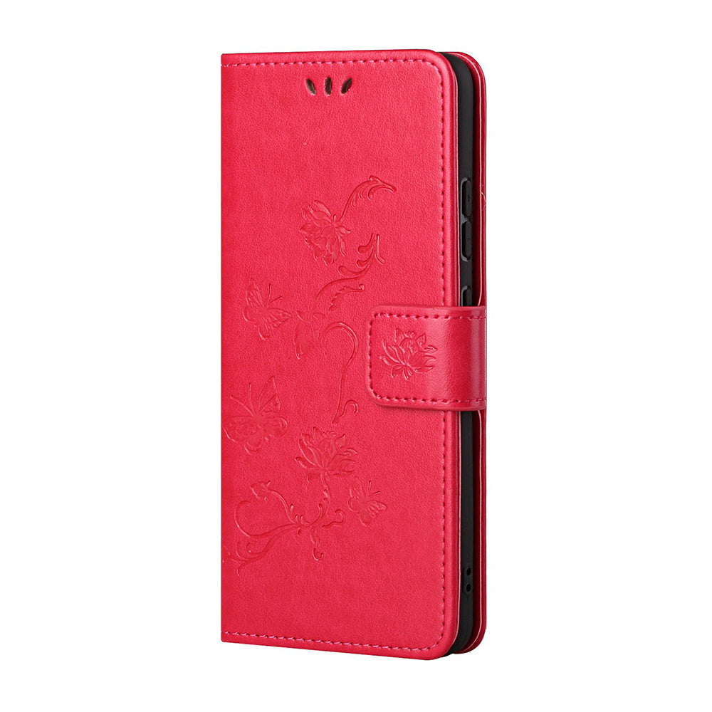 Imprint Butterfly Flower Leather Wallet Stand Phone Cover for Nokia 5.4
