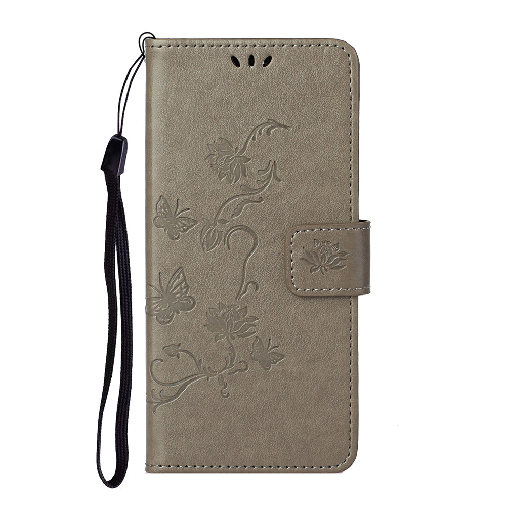 Imprint Butterfly Flower Leather Wallet Stand Phone Cover for Nokia 5.4