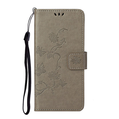 Imprint Butterfly Flower Leather Wallet Stand Phone Cover for Nokia 5.4
