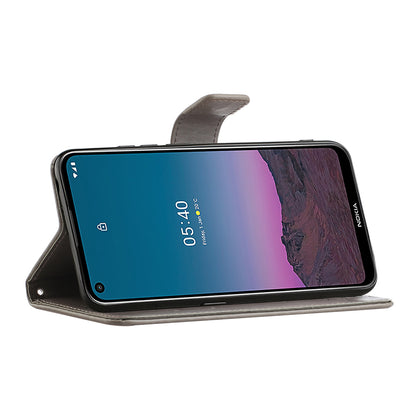 Imprint Butterfly Flower Leather Wallet Stand Phone Cover for Nokia 5.4