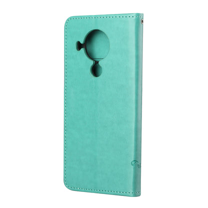 Imprint Butterfly Flower Leather Wallet Stand Phone Cover for Nokia 5.4