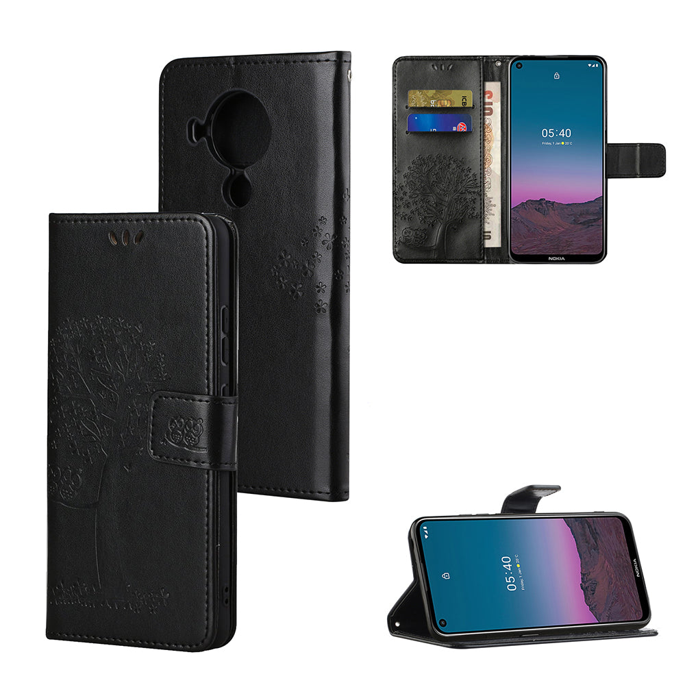 Owl Pattern Printing Design Leather Wallet Phone Cover for Nokia 5.4
