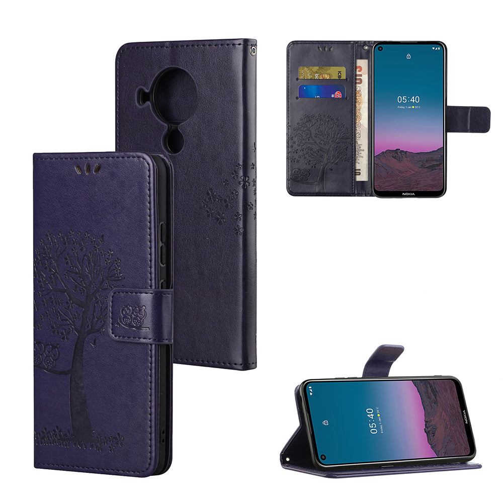Owl Pattern Printing Design Leather Wallet Phone Cover for Nokia 5.4