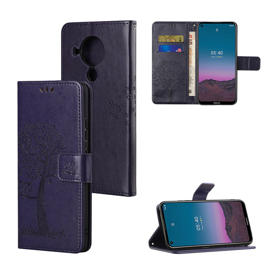 Owl Pattern Printing Design Leather Wallet Phone Cover for Nokia 5.4