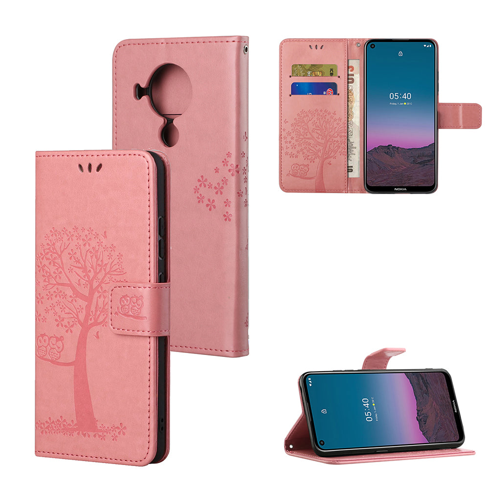 Owl Pattern Printing Design Leather Wallet Phone Cover for Nokia 5.4
