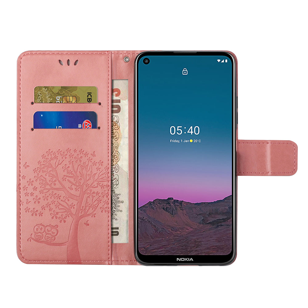 Owl Pattern Printing Design Leather Wallet Phone Cover for Nokia 5.4