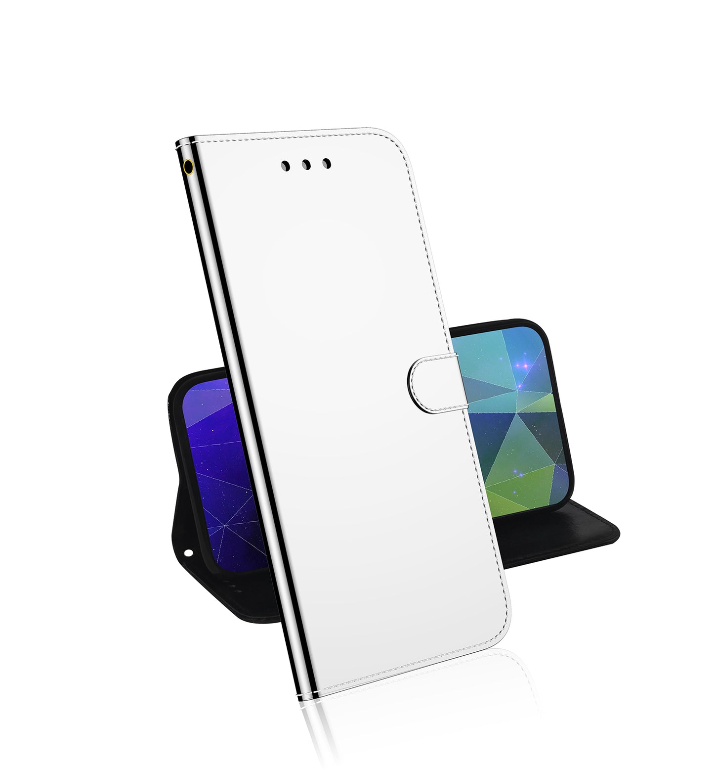 Wallet Design Mirror-like Surface Leather Stand Case with Wrist Strap for Nokia 5.4