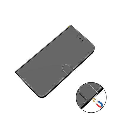 Wallet Design Mirror-like Surface Leather Stand Case with Wrist Strap for Nokia 5.4