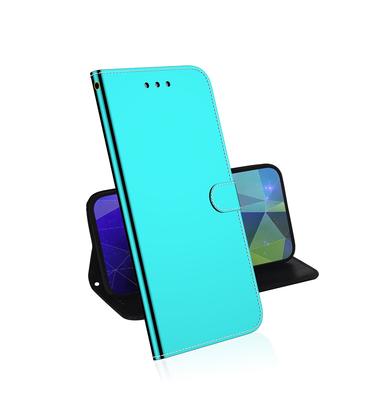 Wallet Design Mirror-like Surface Leather Stand Case with Wrist Strap for Nokia 5.4