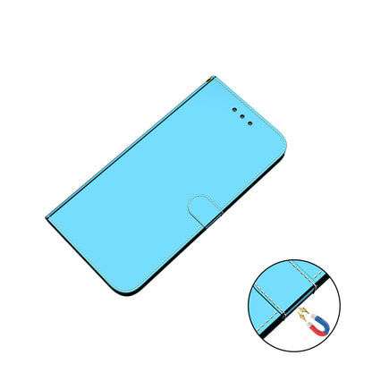 Wallet Design Mirror-like Surface Leather Stand Case with Wrist Strap for Nokia 5.4