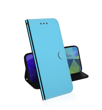 Wallet Design Mirror-like Surface Leather Stand Case with Wrist Strap for Nokia 5.4