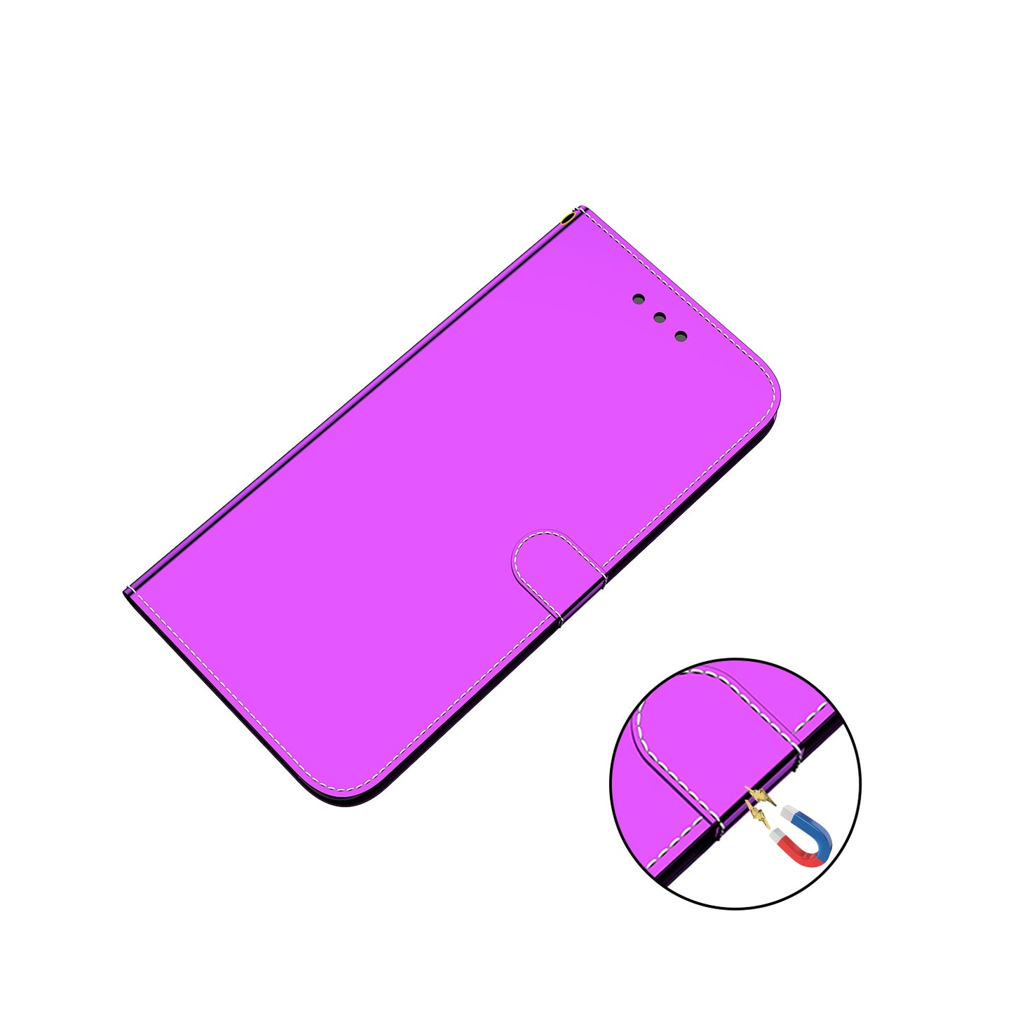 Wallet Design Mirror-like Surface Leather Stand Case with Wrist Strap for Nokia 5.4