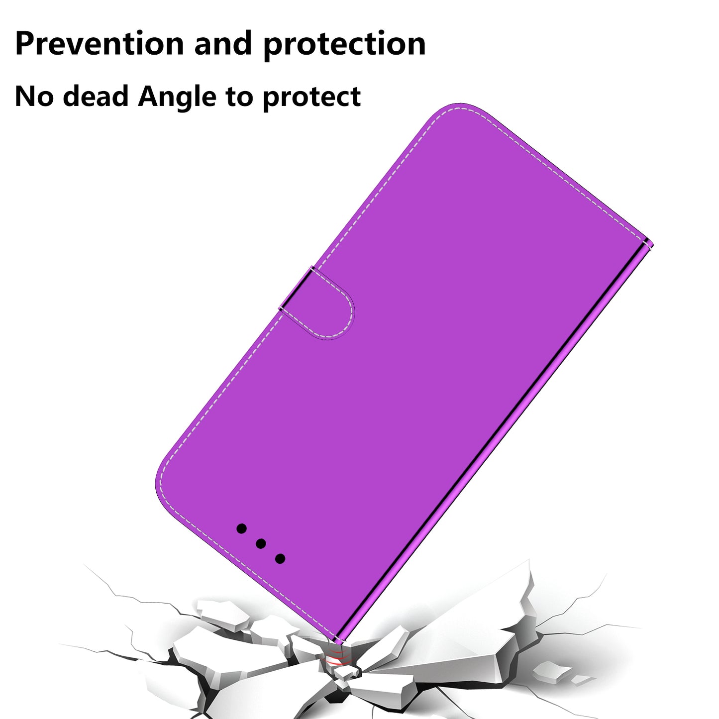 Wallet Design Mirror-like Surface Leather Stand Case with Wrist Strap for Nokia 5.4