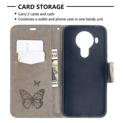 Magnetic Clasp Butterfly Imprinting Leather Wallet Case for Nokia 5.4