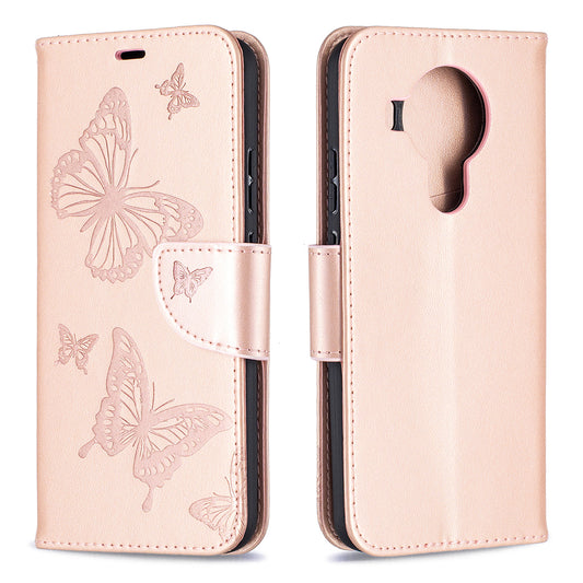 Magnetic Clasp Butterfly Imprinting Leather Wallet Case for Nokia 5.4