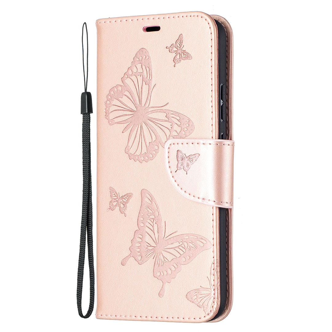 Magnetic Clasp Butterfly Imprinting Leather Wallet Case for Nokia 5.4