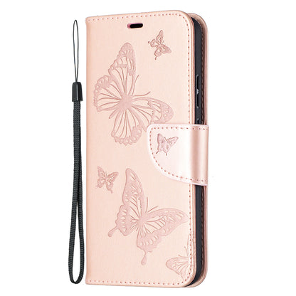 Magnetic Clasp Butterfly Imprinting Leather Wallet Case for Nokia 5.4