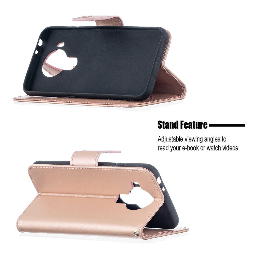 Magnetic Clasp Butterfly Imprinting Leather Wallet Case for Nokia 5.4