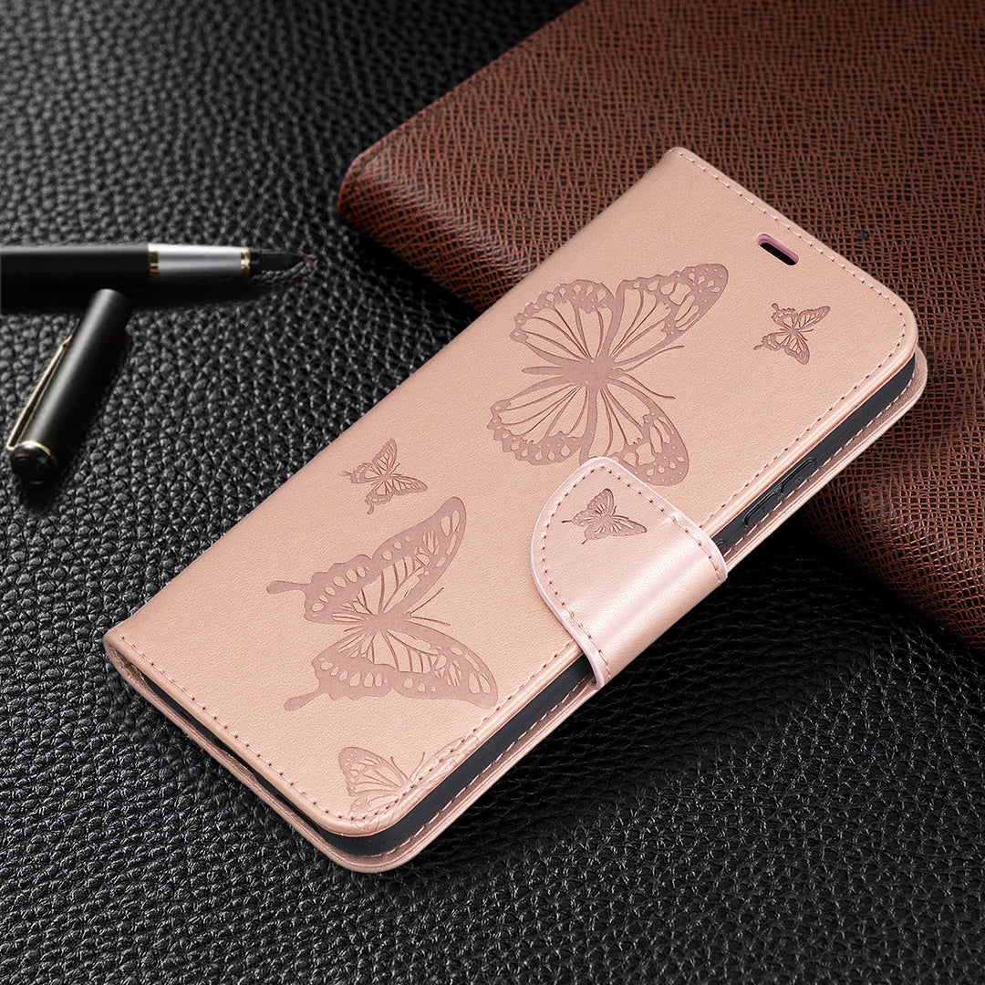 Magnetic Clasp Butterfly Imprinting Leather Wallet Case for Nokia 5.4