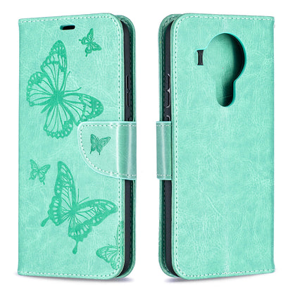 Magnetic Clasp Butterfly Imprinting Leather Wallet Case for Nokia 5.4
